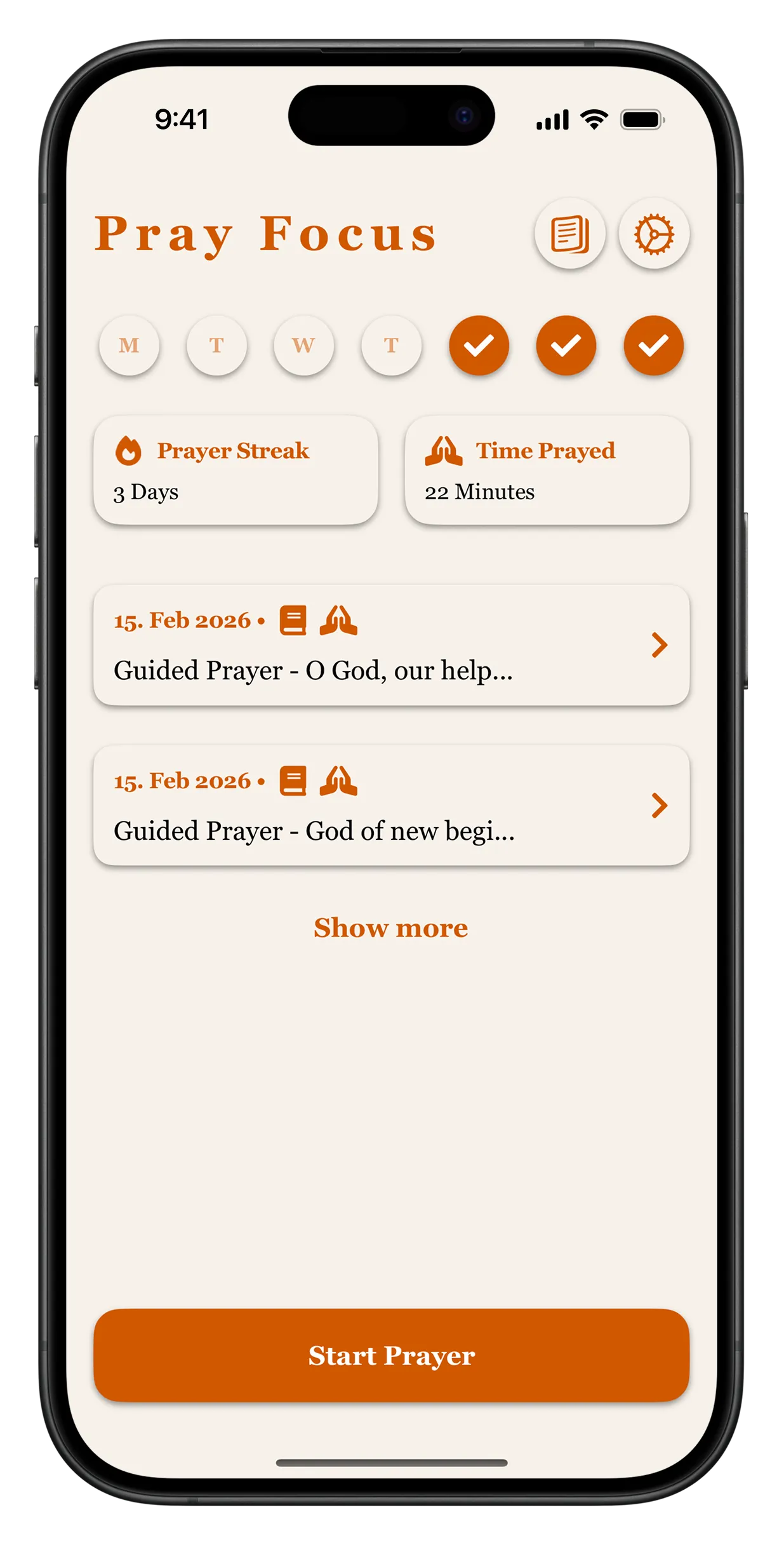 Pray Focus App Screenshot