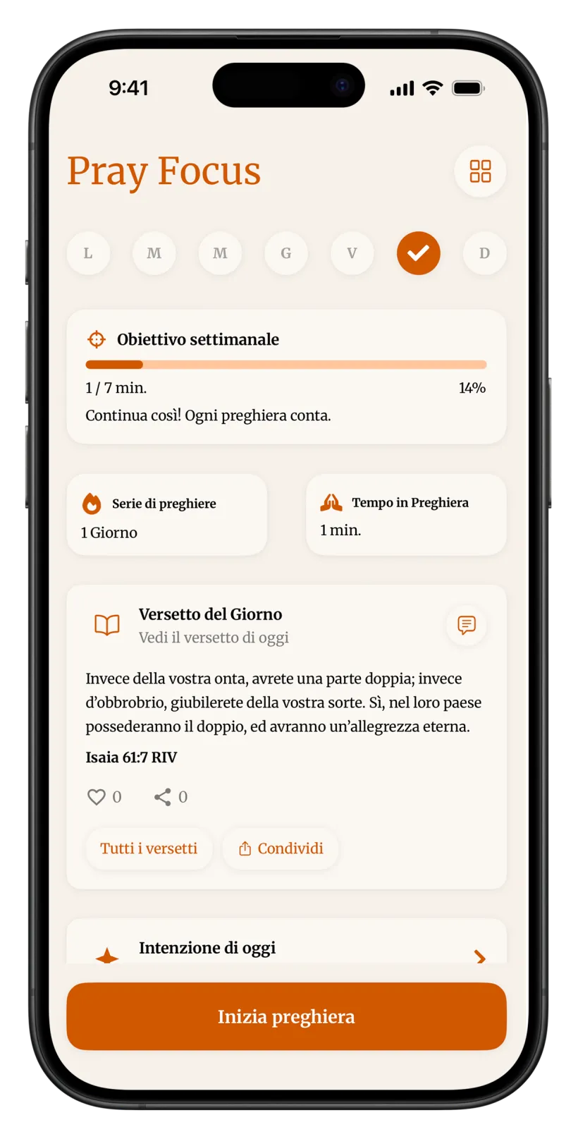 Screenshot dell'app Pray Focus 1