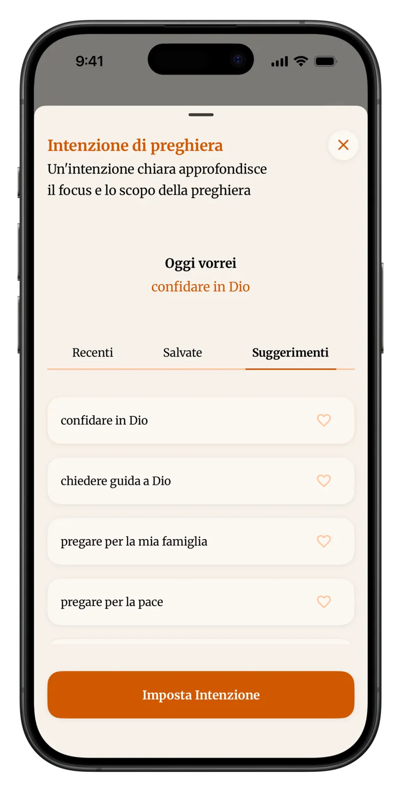 Imposta la tua intenzione di preghiera