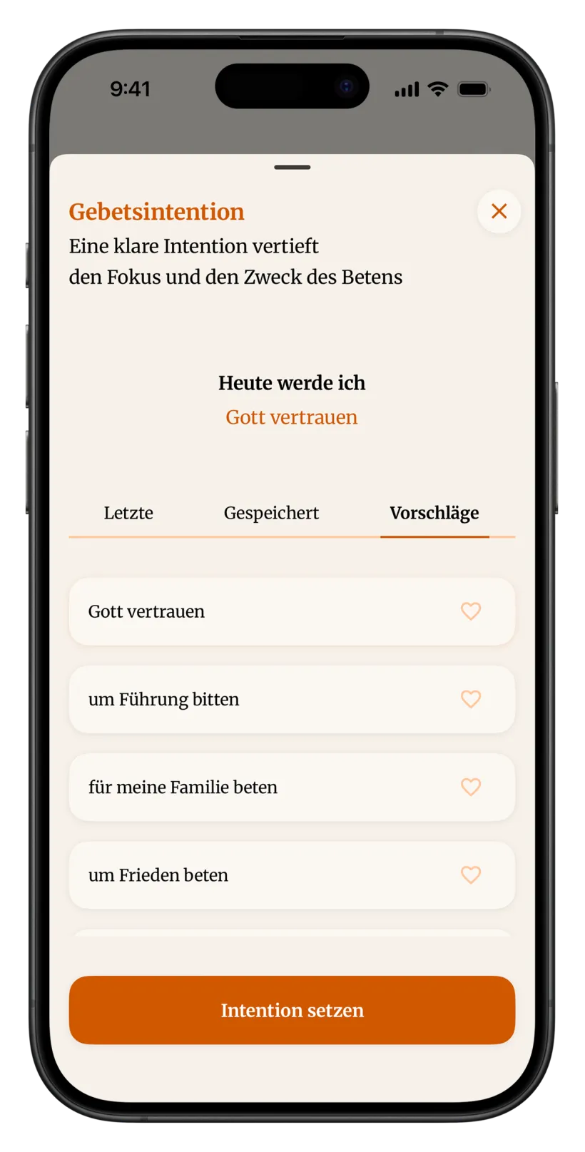 Setze deine Gebetsintention