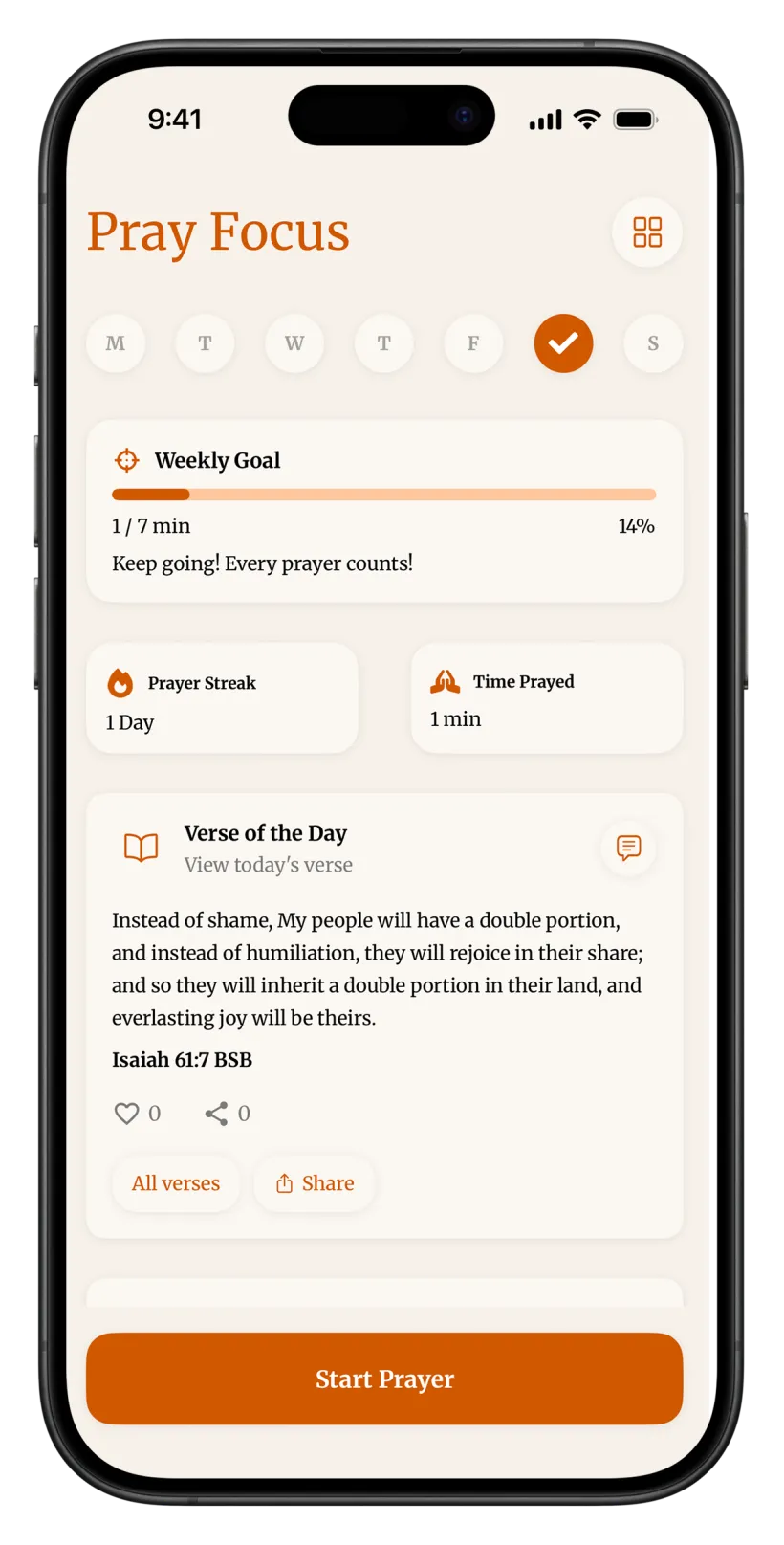 Pray Focus App Screenshot
