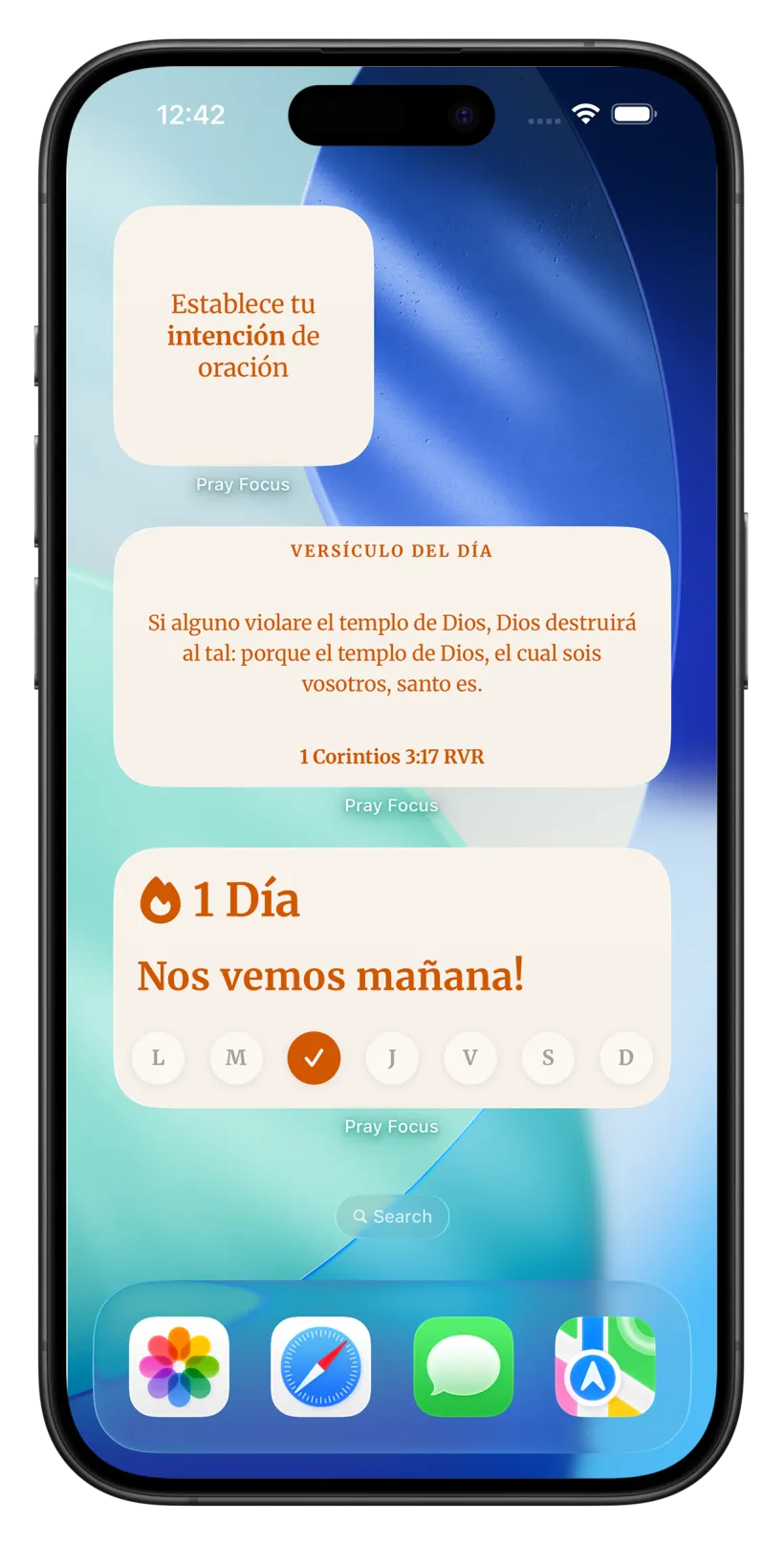 Pray Focus widgets on the Home Screen