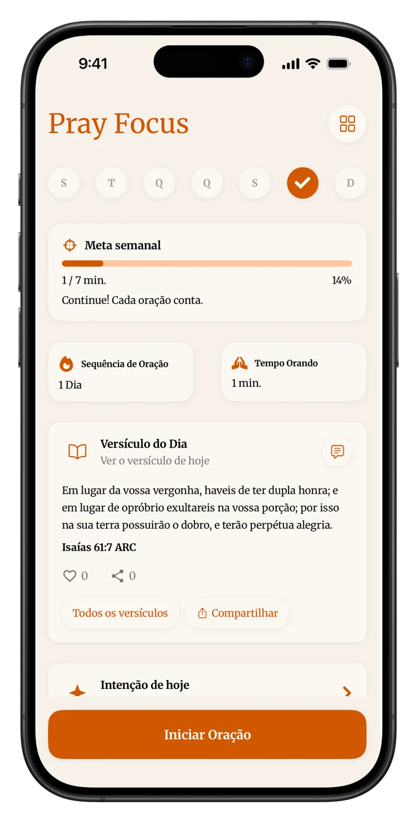 Captura de ecrã do app Pray Focus 1