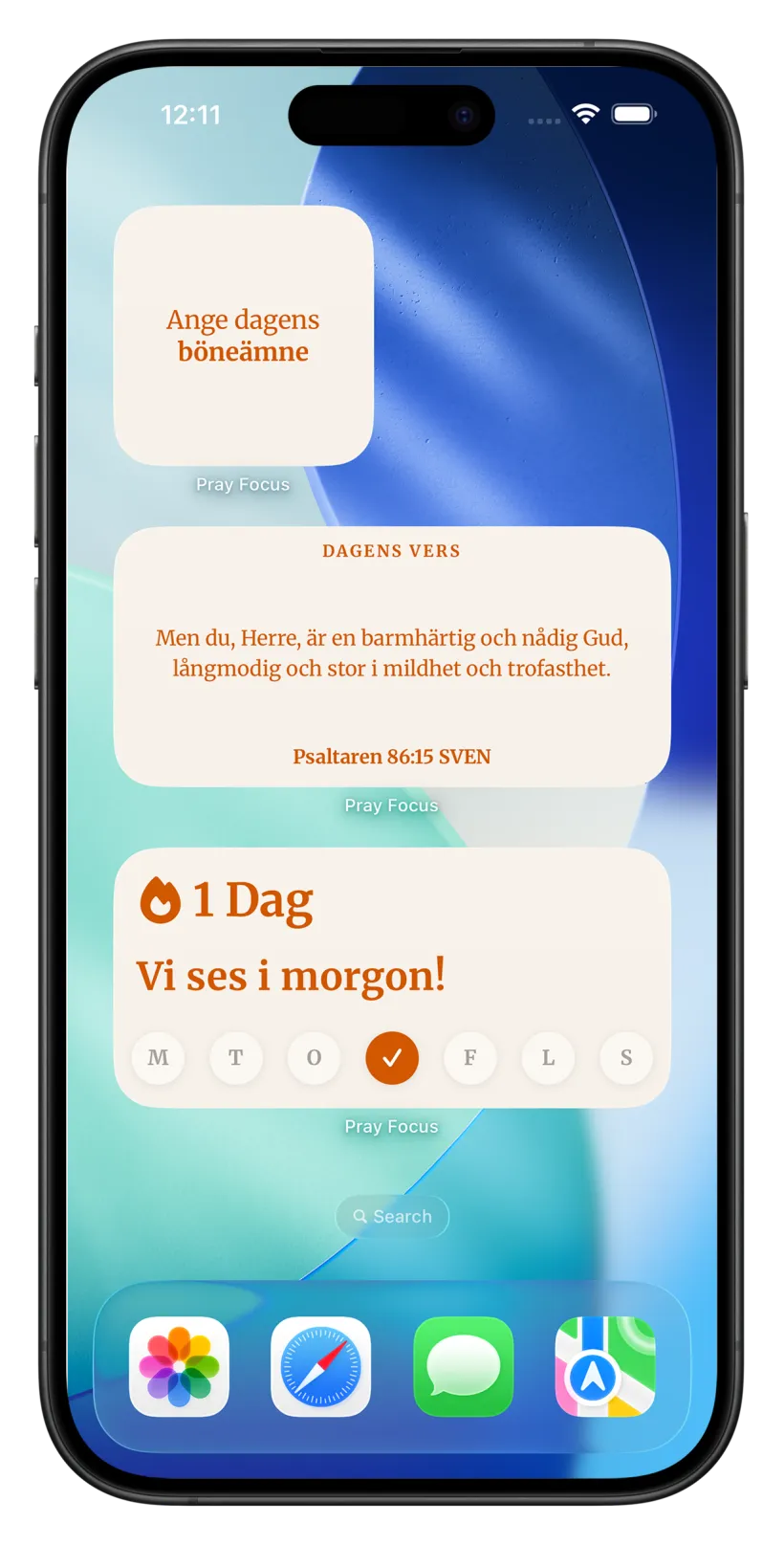 Pray Focus widgets on the Home Screen